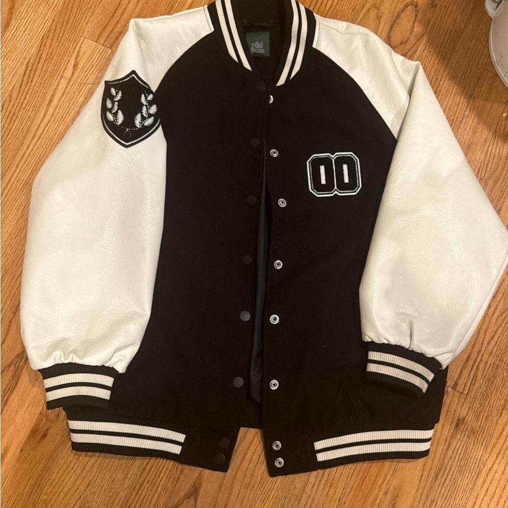 Wild Fable Black and White Striped Collar Jacket